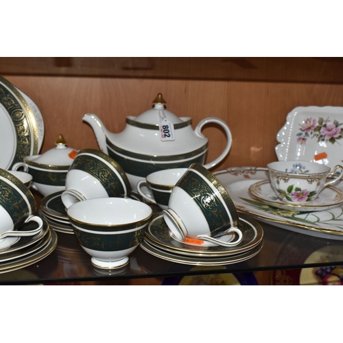 802 - A GROUP OF TEAWARE, comprising Royal Doulton 'Vanborough' pattern no. H4992, to include moulded hand... 