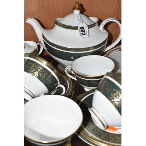 802 - A GROUP OF TEAWARE, comprising Royal Doulton 'Vanborough' pattern no. H4992, to include moulded hand... 