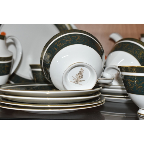 802 - A GROUP OF TEAWARE, comprising Royal Doulton 'Vanborough' pattern no. H4992, to include moulded hand... 