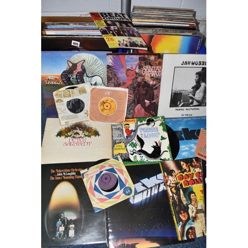 805 - TWO BOXES OF LP RECORDS AND 45 R.P.M SINGLES, approximately eighty titles of various styles such as,... 