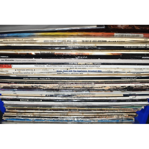 805 - TWO BOXES OF LP RECORDS AND 45 R.P.M SINGLES, approximately eighty titles of various styles such as,... 