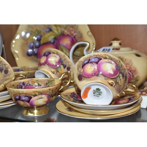 810 - TWENTY EIGHT PIECES OF AYNSLEY 'ORCHARD GOLD' TEA, DINNER AND GIFT WARES, comprising a teapot, a cak... 