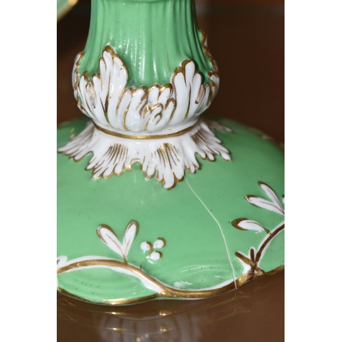 820 - NINE PIECES OF 19TH CENTURY HAND PAINTED DESSERT WARE, comprising comport and eight plates, each pla... 