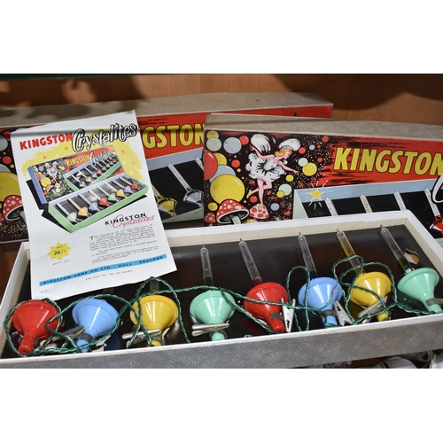 828 - THREE BOXED SETS OF MID 20TH CENTURY 'KINGSTON CRYSTALITES' CHRISTMAS LIGHTS, British made 'bubble l... 