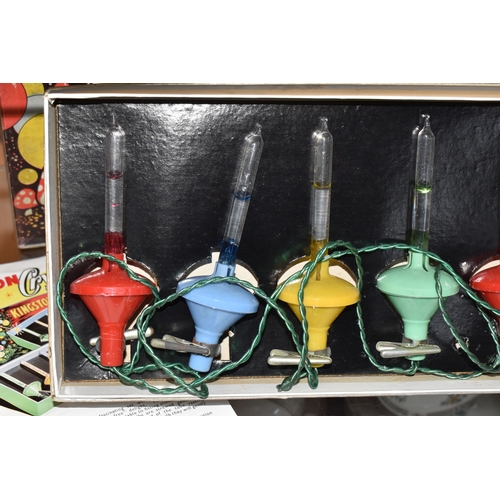 828 - THREE BOXED SETS OF MID 20TH CENTURY 'KINGSTON CRYSTALITES' CHRISTMAS LIGHTS, British made 'bubble l... 