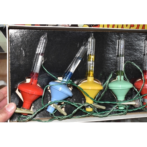 828 - THREE BOXED SETS OF MID 20TH CENTURY 'KINGSTON CRYSTALITES' CHRISTMAS LIGHTS, British made 'bubble l... 