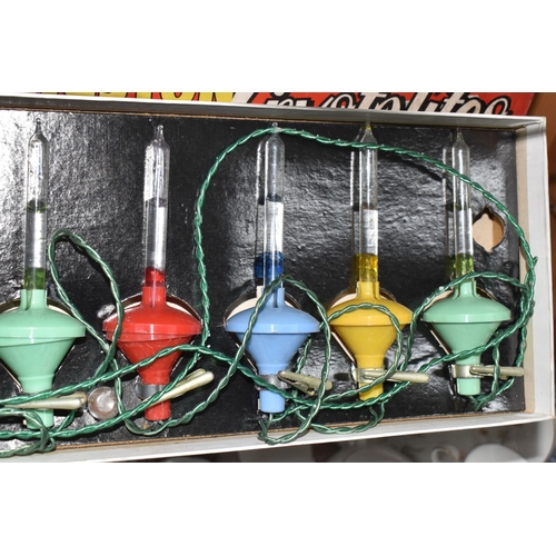 828 - THREE BOXED SETS OF MID 20TH CENTURY 'KINGSTON CRYSTALITES' CHRISTMAS LIGHTS, British made 'bubble l... 