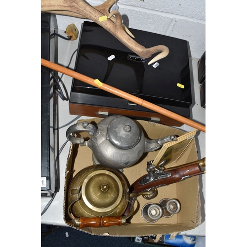 841 - ONE BOX AND LOOSE OF MAINLY AUDIO EQUIPMENT to include a Fidelity Braemar Twin Track reel to reel ci... 