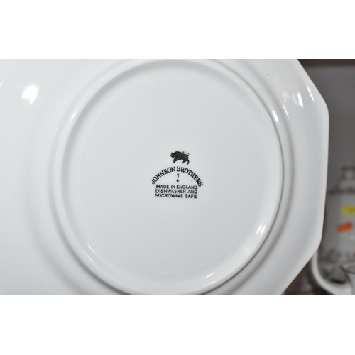 847 - A LARGE 'ETERNAL BEAU' DINNER SERVICE MOSTLY FROM JOHNSON BROTHERS consisting of two large serving d... 