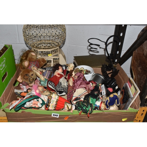 848 - ONE BOX AND LOOSE OF MAINLY SMALL DOLLS FROM AROUND THE WORLD IN TRADITIONAL CLOTHING, approximately... 