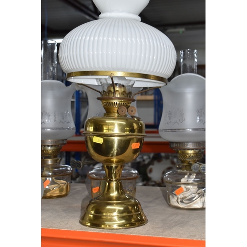 852 - A GROUP OF LIGHTING RELATED ITEMS to include a pair of modern chromed table lamps with grey shades a... 