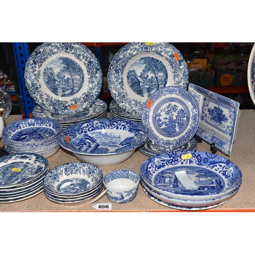 856 - A GROUP OF TRADITIONAL BLUE & WHITE CERAMIC FROM VARIOUS MAKERS approximately thirty-eight pieces in... 