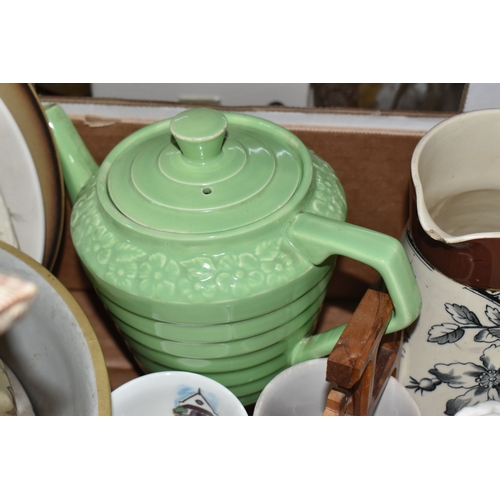 857 - FIVE BOXES AND LOOSE OF HOUSEHOLD CERAMIC AND MISCELLANEOUS ITEMS to include one box of ceramics con... 