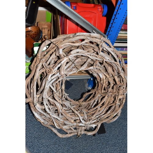 858 - THREE BOXES AND LOOSE MOSTLY DECORATIVE TREEN AND METALWARE, to include an acoustic Hohner model MC-... 