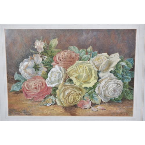 839 - THOMAS FREDERICK COLLIER (1823-1885) STILL LIFE WITH ROSES, a bouquet of cut flowers are resting on ... 
