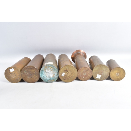 A COLLECTION OF BRASS SHELLS AND INERT BULLETS, there are of various ...