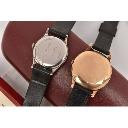492 - TWO GENTS WRISTWATCHES, the first a 9ct gold cased 'Roidor' manual wind watch, round silvered dial w... 