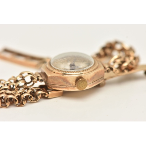 493 - A 9CT GOLD LADIES WRISTWATCH, hand wound movement, round dial signed 'Avia', baton markers, yellow g... 