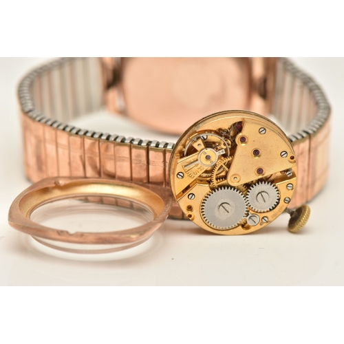 494 - A 9CT GOLD CASED WRISTWATCH, manual wind, round silvered dial with Arabic numerals, subsidiary dial ... 
