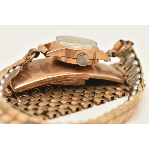 496 - A 9CT GOLD WATCH BRACELET AND LADIES WATCH, a brick link bracelet and folding clasp, hallmarked Birm... 