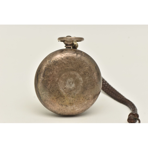 499 - AN EARLY 20TH CENTURY SILVER OPEN FACE POCKET WATCH, key wound, round white Roman numeral dial, subs... 