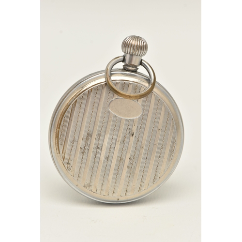 500 - A MILITARY ISSUE OPEN FACE POCKET WATCH, manual wind, round black dial signed 'Siter', Arabic numera... 