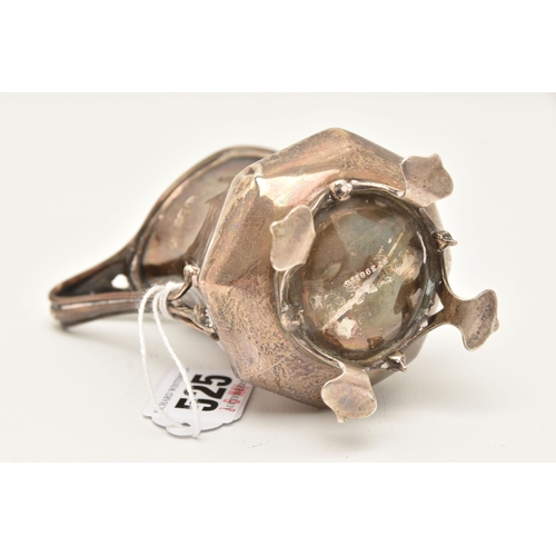 525 - AN EARLY 20TH CENTURY SILVER MILK JUG, faceted form with scroll handle, raised on four feet, hallmar... 