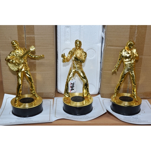 794 - THREE CAST-METAL SCULPTURES OF ELVIS PRESLEY, manufactured in limited editions capped at 8,500, by B... 