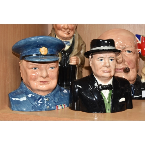 795 - A GROUP OF WINSTON CHURCHILL CHARACTER JUGS, comprising Royal Doulton 'Character Jug of the Year' 19... 