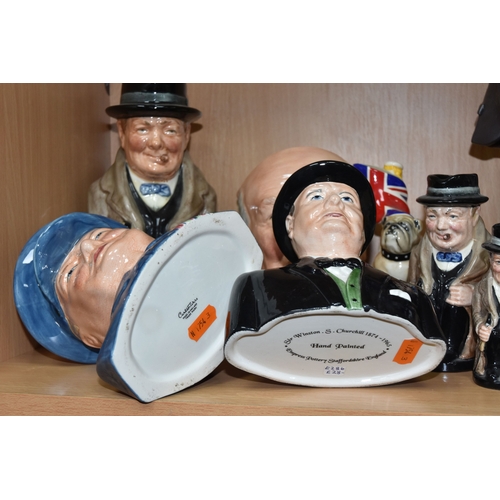 795 - A GROUP OF WINSTON CHURCHILL CHARACTER JUGS, comprising Royal Doulton 'Character Jug of the Year' 19... 