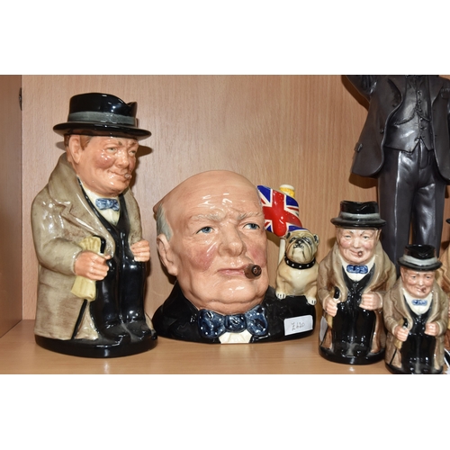 795 - A GROUP OF WINSTON CHURCHILL CHARACTER JUGS, comprising Royal Doulton 'Character Jug of the Year' 19... 