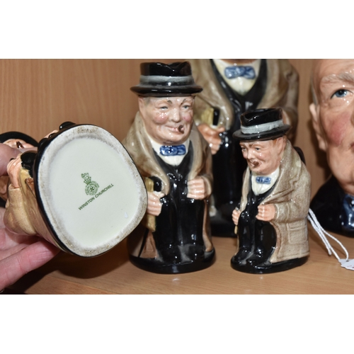 795 - A GROUP OF WINSTON CHURCHILL CHARACTER JUGS, comprising Royal Doulton 'Character Jug of the Year' 19... 