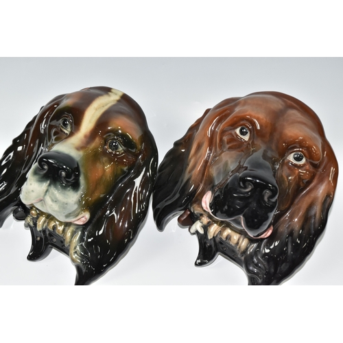 799 - TWO LARGE BESWICK DOG WALL PLAQUES, comprising two plaques of  setters heads, model no. 668, heights... 