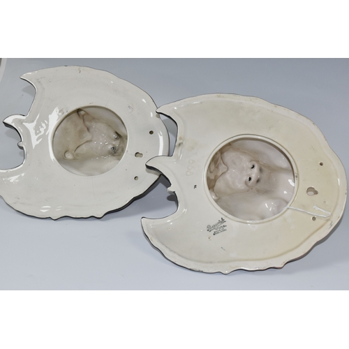 799 - TWO LARGE BESWICK DOG WALL PLAQUES, comprising two plaques of  setters heads, model no. 668, heights... 
