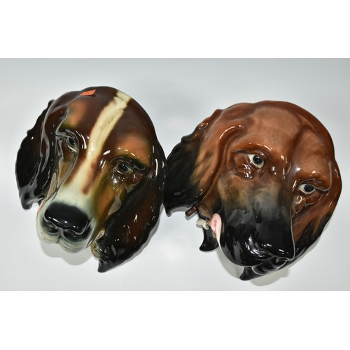 799 - TWO LARGE BESWICK DOG WALL PLAQUES, comprising two plaques of  setters heads, model no. 668, heights... 