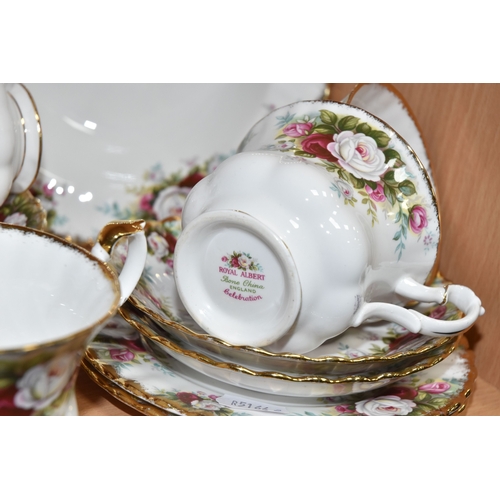 801 - ROYAL DOULTON 'CELEBRATION' TEAWARE, comprising a moulded handle rectangle tray, a soup bowl, diamet... 