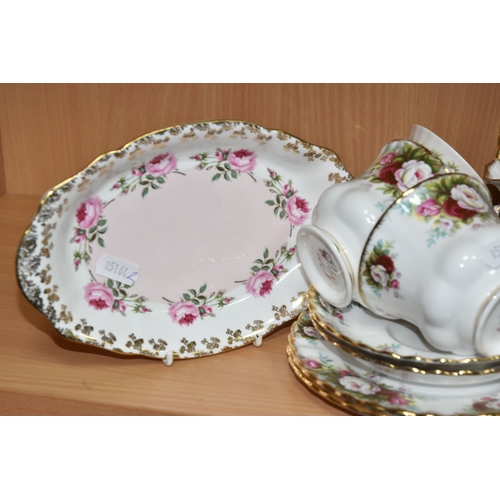 801 - ROYAL DOULTON 'CELEBRATION' TEAWARE, comprising a moulded handle rectangle tray, a soup bowl, diamet... 
