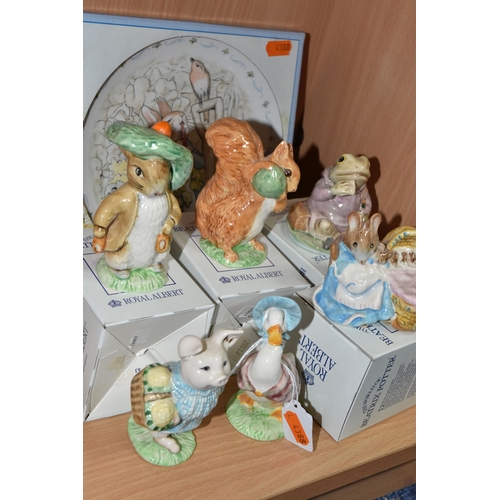 803 - A GROUP OF ROYAL ALBERT BEATRIX POTTER FIGURES, comprising 'Benjamin Bunny', 'Squirrel Nutkins', 'Je... 