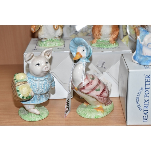 803 - A GROUP OF ROYAL ALBERT BEATRIX POTTER FIGURES, comprising 'Benjamin Bunny', 'Squirrel Nutkins', 'Je... 