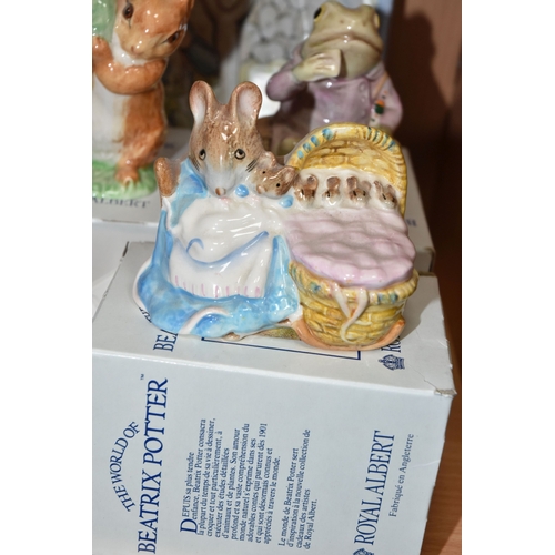 803 - A GROUP OF ROYAL ALBERT BEATRIX POTTER FIGURES, comprising 'Benjamin Bunny', 'Squirrel Nutkins', 'Je... 