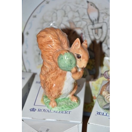 803 - A GROUP OF ROYAL ALBERT BEATRIX POTTER FIGURES, comprising 'Benjamin Bunny', 'Squirrel Nutkins', 'Je... 