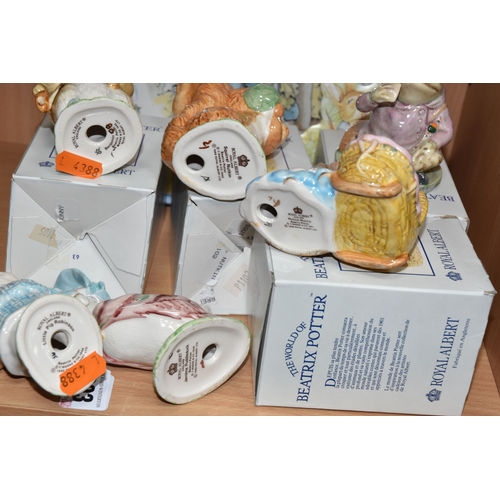 803 - A GROUP OF ROYAL ALBERT BEATRIX POTTER FIGURES, comprising 'Benjamin Bunny', 'Squirrel Nutkins', 'Je... 