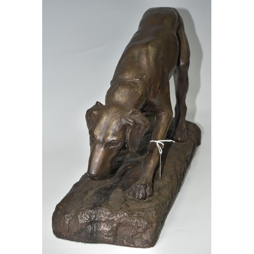 808 - A BRONZED COMPOSITE SCULPTURE OF A GUN DOG, in the style of Georges Gardet, bearing in mould signatu... 