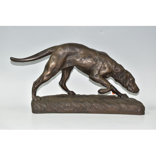 808 - A BRONZED COMPOSITE SCULPTURE OF A GUN DOG, in the style of Georges Gardet, bearing in mould signatu... 