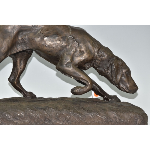 808 - A BRONZED COMPOSITE SCULPTURE OF A GUN DOG, in the style of Georges Gardet, bearing in mould signatu... 