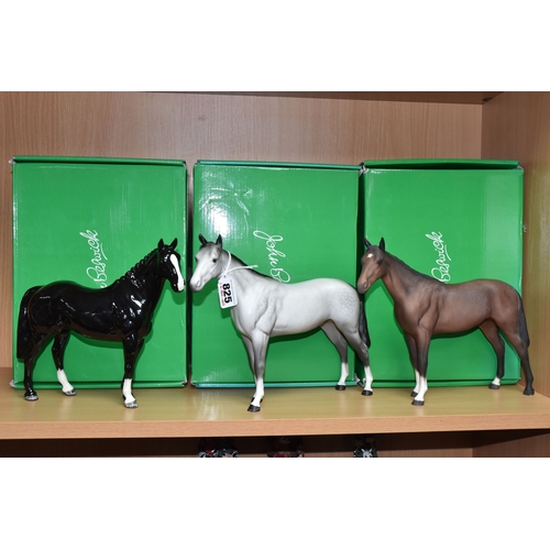 825 - THREE BESWICK HORSE FIGURES, comprising black Hunter, a UKIC exclusive from a special edition of 500... 