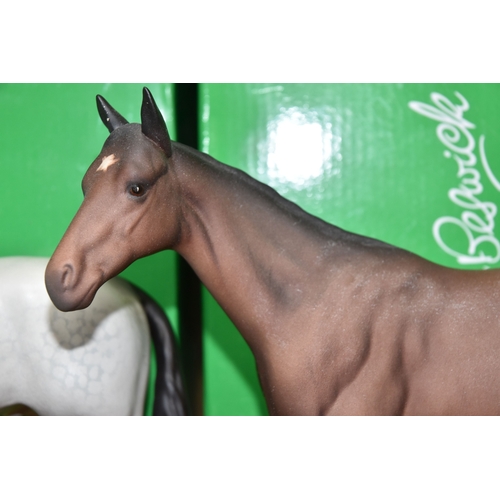 825 - THREE BESWICK HORSE FIGURES, comprising black Hunter, a UKIC exclusive from a special edition of 500... 
