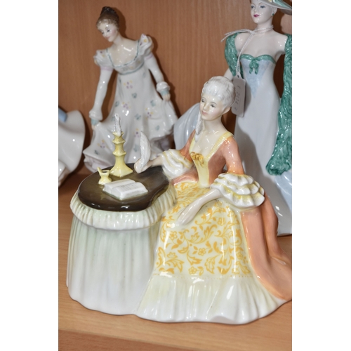 829 - SEVEN COALPORT, ROYAL WORCESTER AND ROYAL DOULTON FIGURINES, comprising Royal Worcester Spring Morn ... 