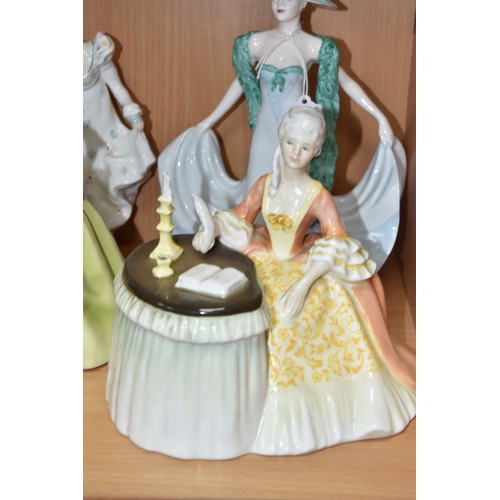 829 - SEVEN COALPORT, ROYAL WORCESTER AND ROYAL DOULTON FIGURINES, comprising Royal Worcester Spring Morn ... 