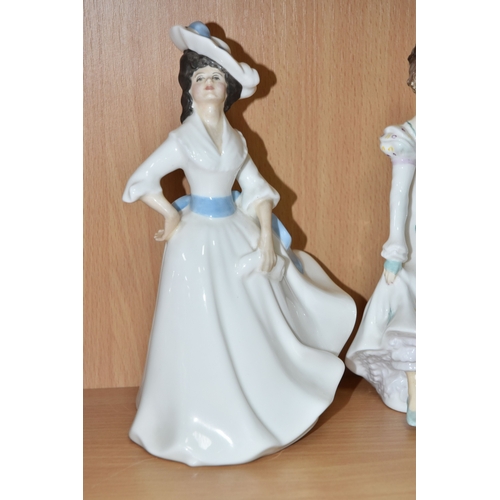 829 - SEVEN COALPORT, ROYAL WORCESTER AND ROYAL DOULTON FIGURINES, comprising Royal Worcester Spring Morn ... 